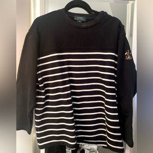 Lauren Ralph Lauren Navy & White Striped Crew Neck Sweatshirt Sz M